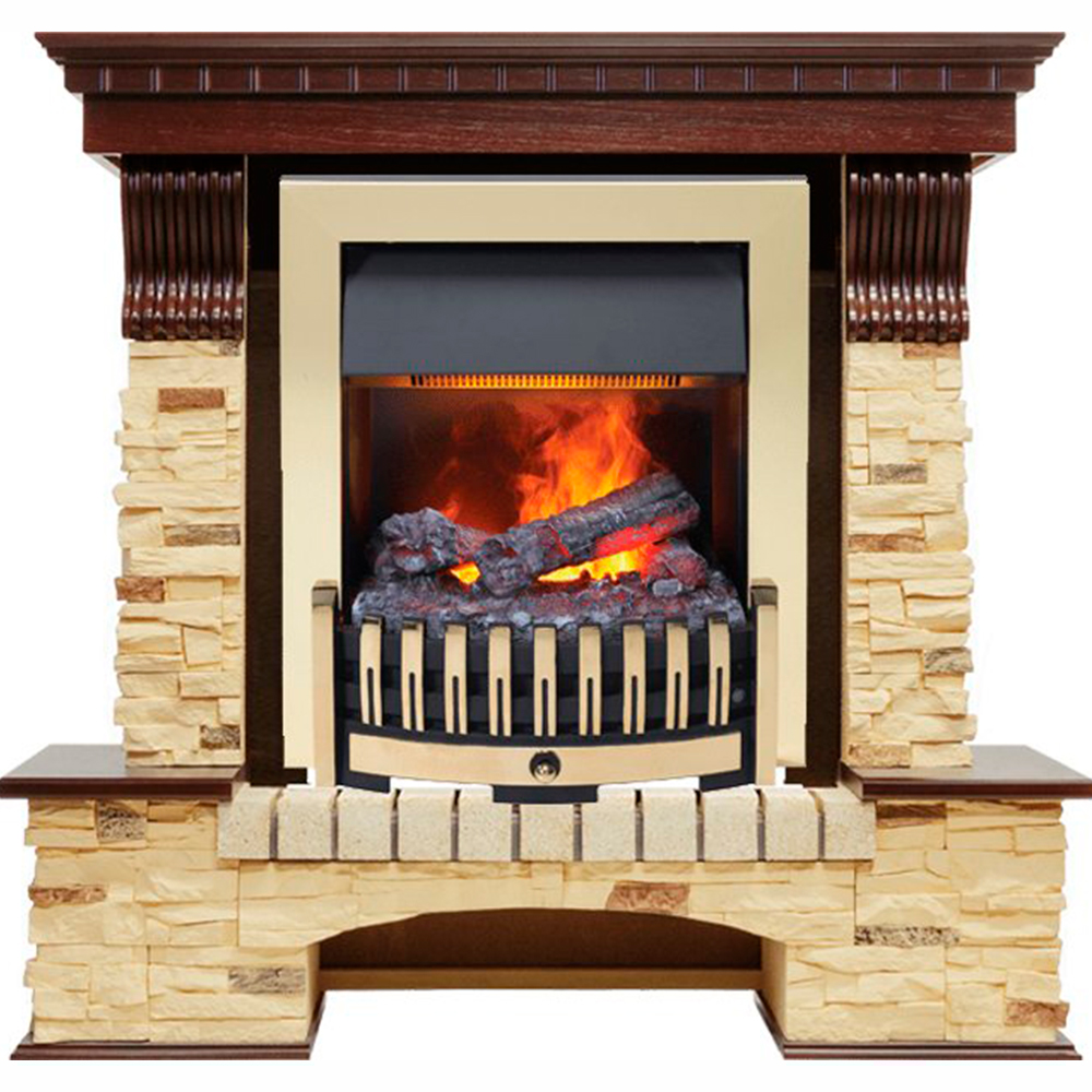 Каминокомплект Dimplex Pierre Luxe угловой - Темный дуб / Сланец (Высота 1005мм) с очагом Danville Brass FB2