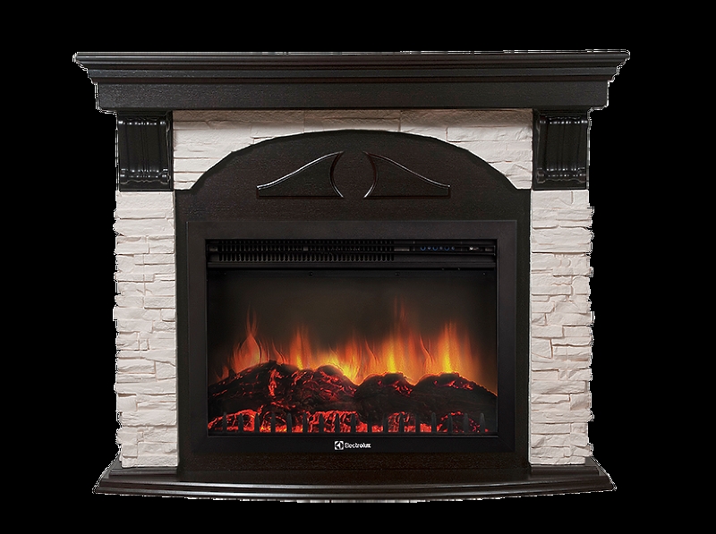 Портал Firelight Torre 30S камень белый, шпон венге