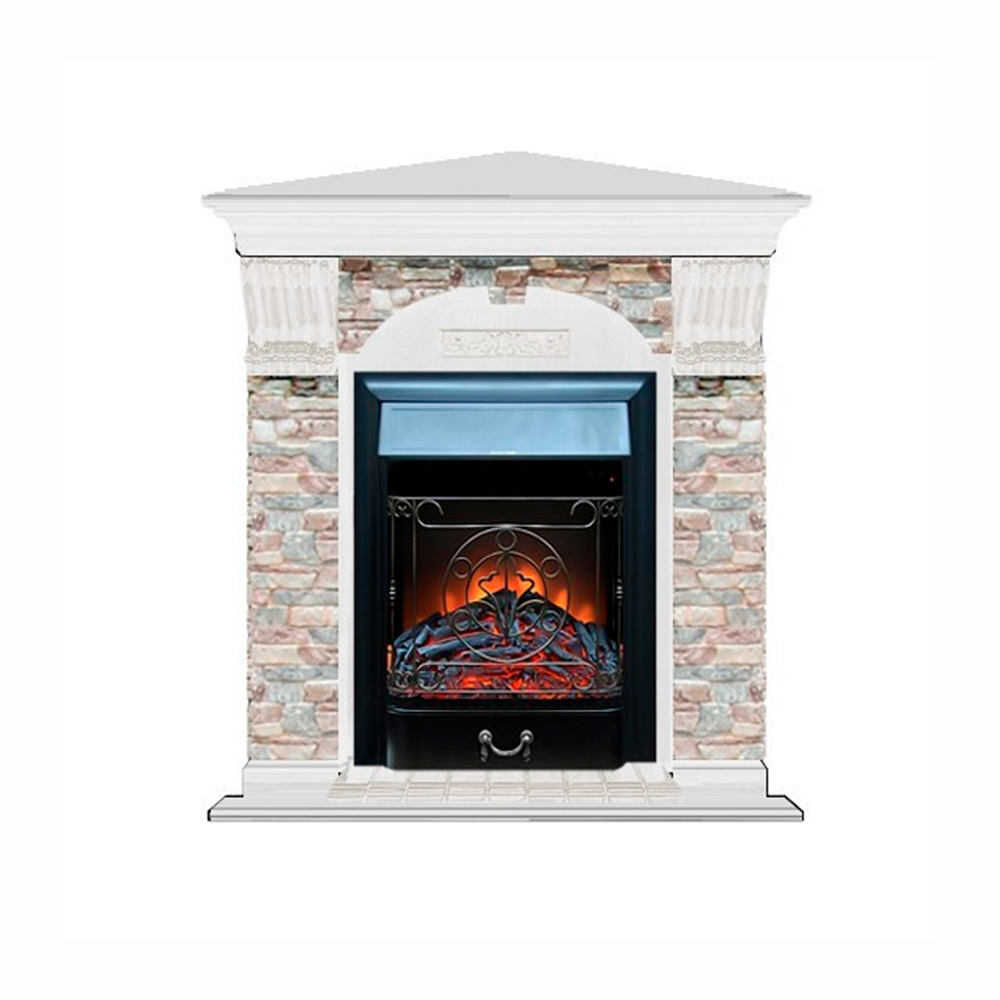 Каминокомплект Glenrich арочный угловой (Magestic black) белый