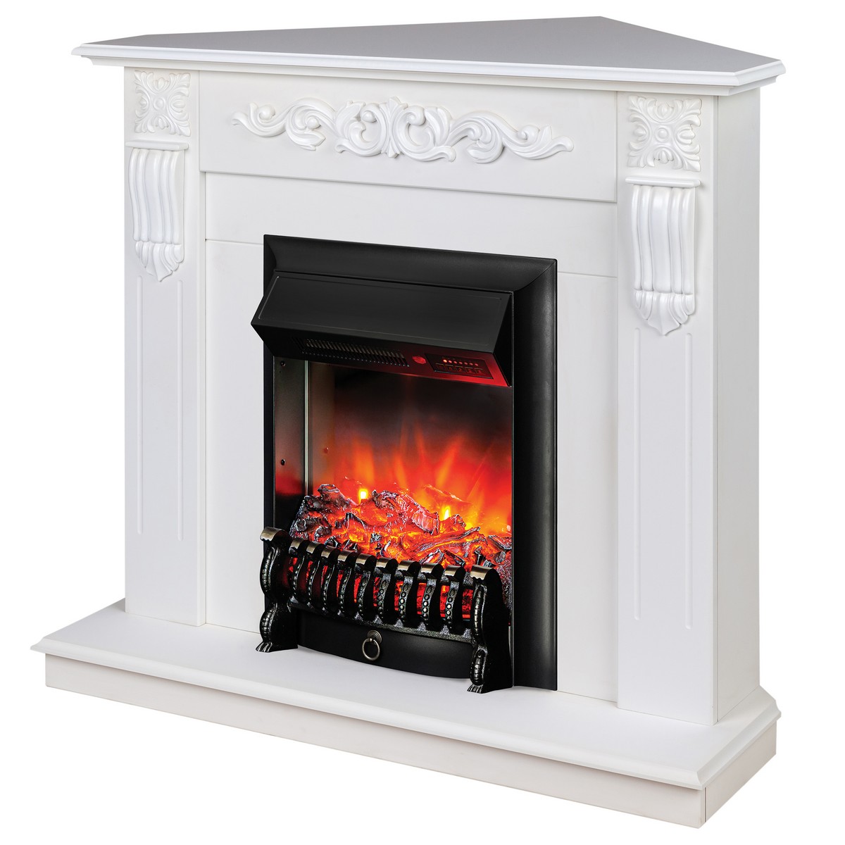 Электрокамин RealFlame Dominica Corner WT с очагом Fobos Lux Black RC