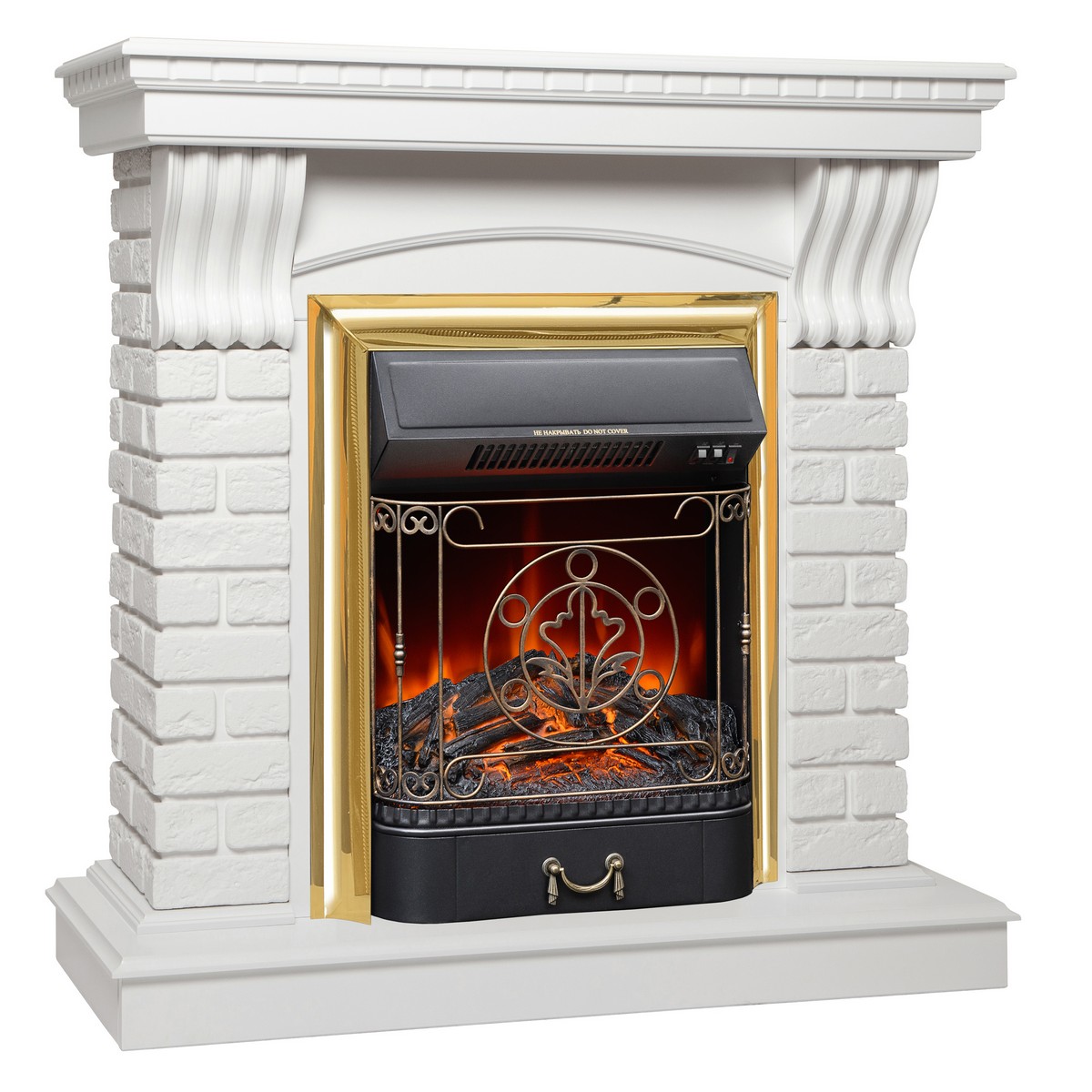 Электрокамин RealFlame Jazz WT с очагом Majestic Lux Brass