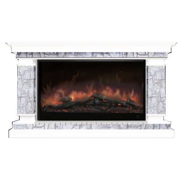 Каминокомплект Glenrich Лорд 14 Premier  S14 камень старый город, шпон беленый дуб