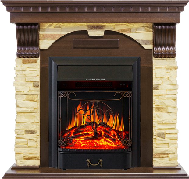 Каминокомплект Royal Flame  Dublin угловой - Темный дуб / Сланец с очагом Majestic FX Black