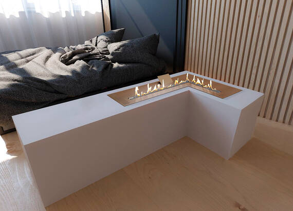 Автоматический биокамин ZeFire М 1000x1400 угловой латунный с ДУ