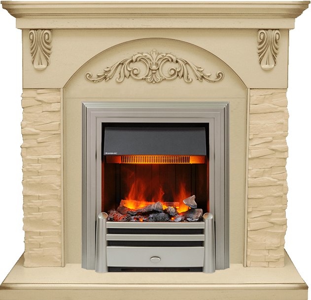 Каминокомплект Dimplex Bern Сланец крупный бежевый / Алебастр темная патина с очагом Chesford