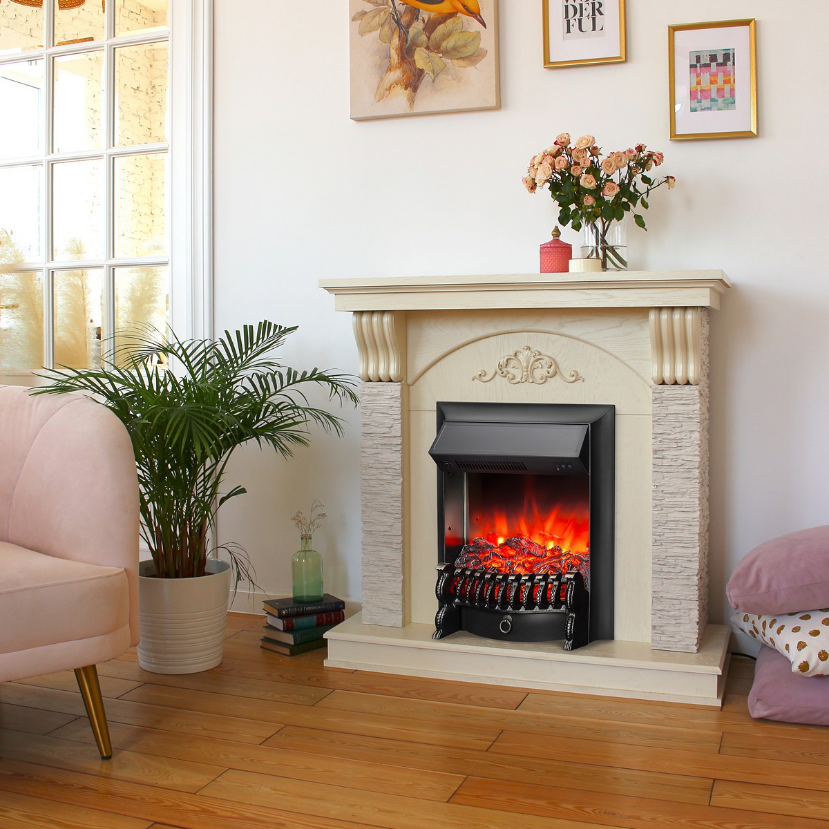 Электрокамин RealFlame Corfino WT с очагом Fobos Lux Black