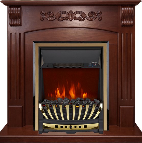 Каминокомплект Royal Flame  Sorrento угловой - Орех с очагом Aspen Gold