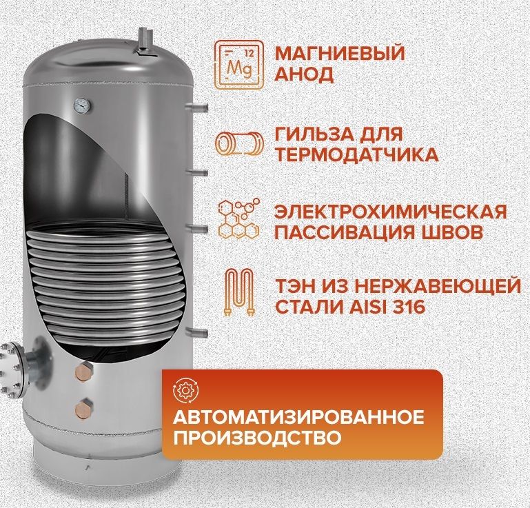 Электрический накопительный водонагреватель ONTERM AISI304 600Ал. el