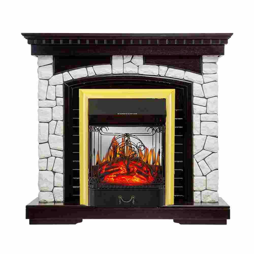 Каминокомплект Royal Flame  Glasgow - Венге / Белый с очагом Majestic FX M Brass