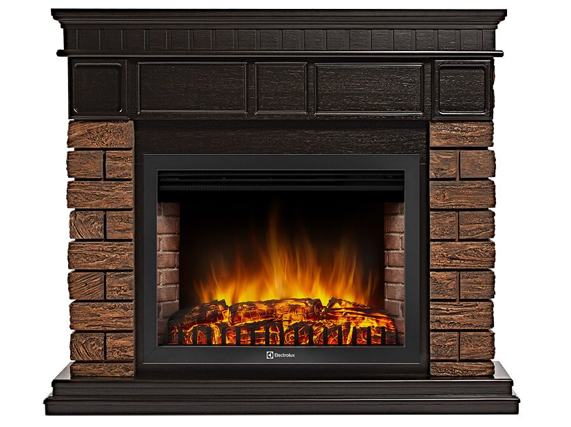 Каминокомплект Electrolux Bricks Wood 30 с очагом EFP/P-3020LS камень темный, шпон венге