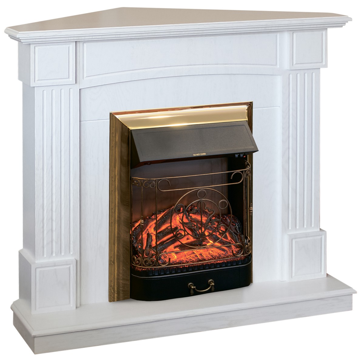 Электрокамин RealFlame  Andrea Corner WT с очагом Majestic Lux Brass