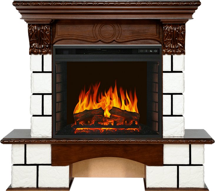 Каминокомплект Royal Flame  Pierre Luxe - Белый / Темный дуб с очагом Vision 23 EF LED FX
