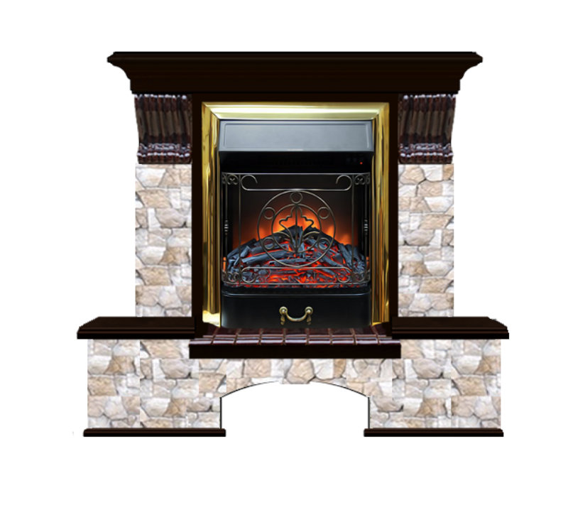 Каминокомплект Glenrich Бостон К Арбат (Magestic brass) венге