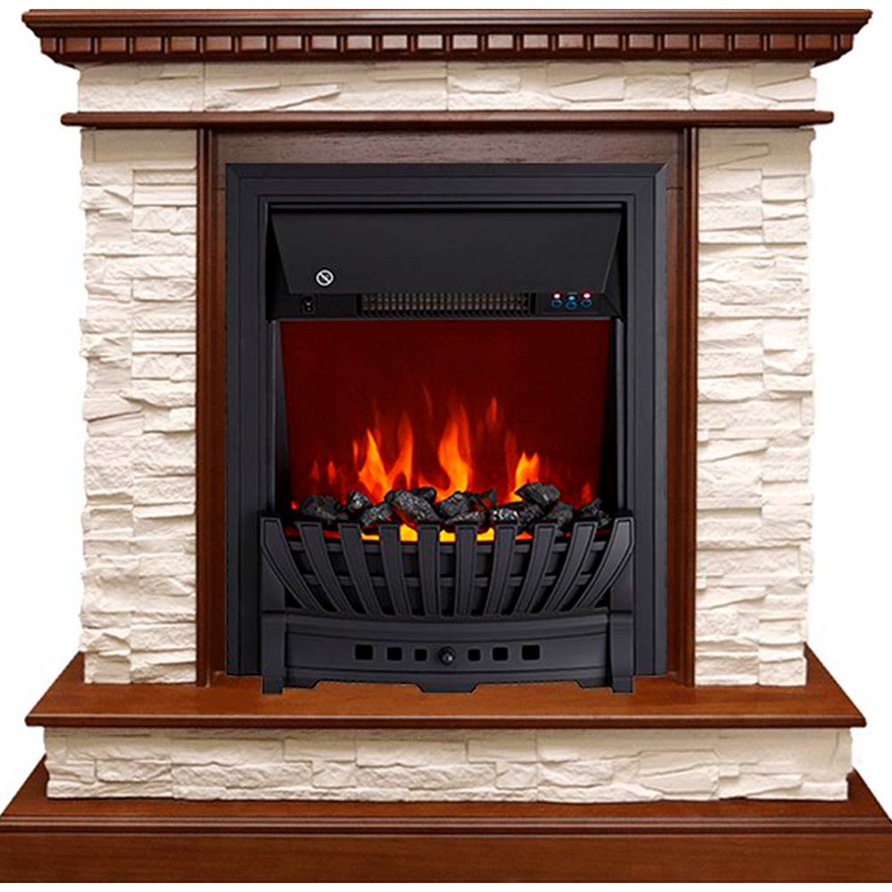 Каминокомплект Royal Flame  Calgary - Дуб / Сланец белый с очагом Aspen Black