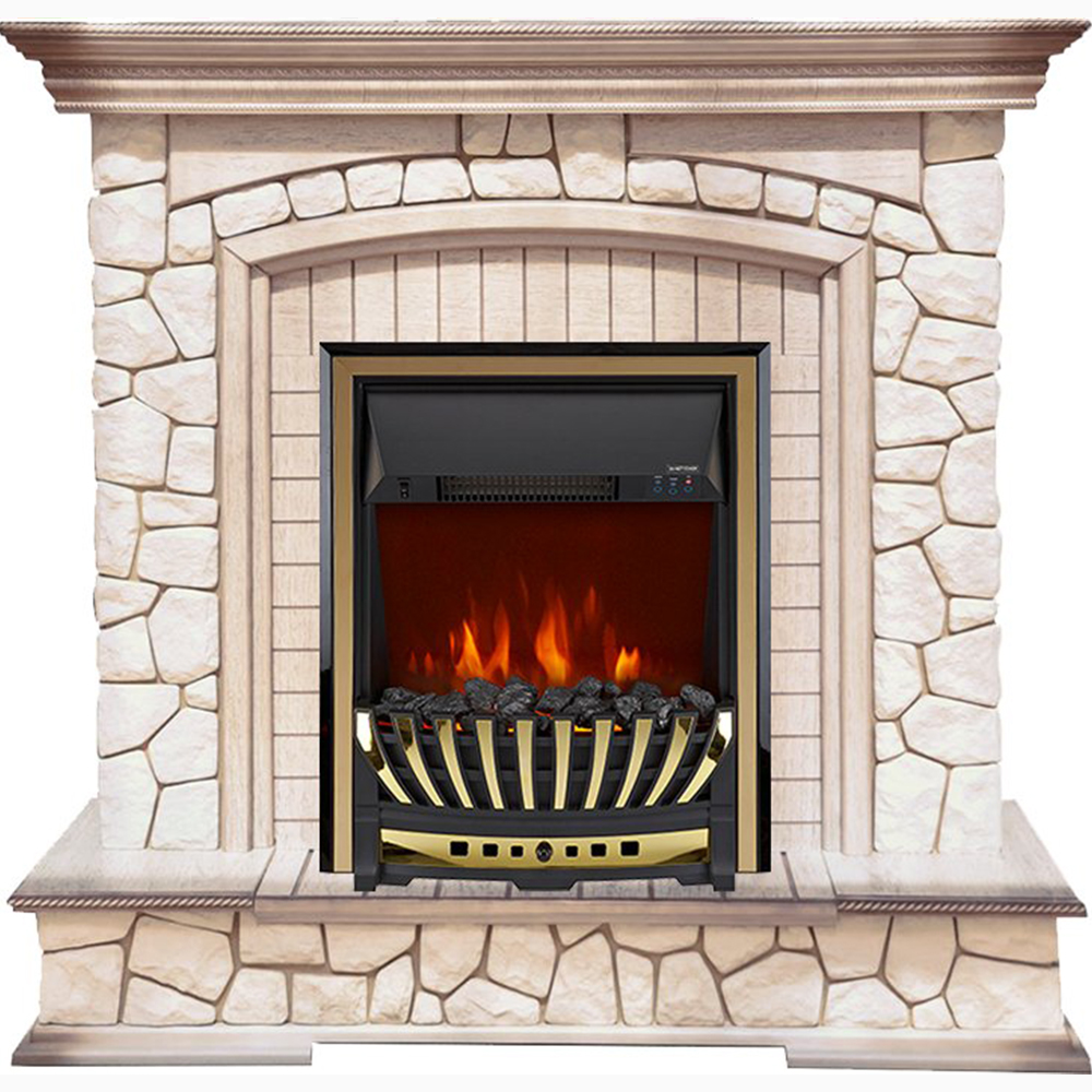 Каминокомплект Royal Flame  Preston - Белый/Слоновая кость с патиной с очагом Aspen Gold