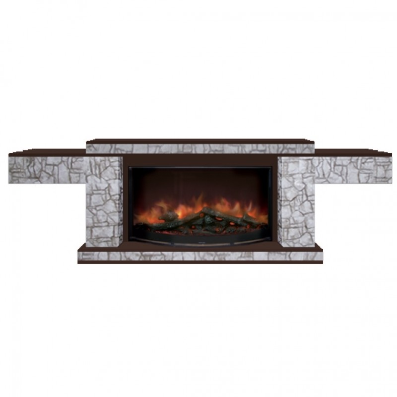 Каминокомплект Glenrich Тауэр Rondo S86 камень старый город, шпон дуб