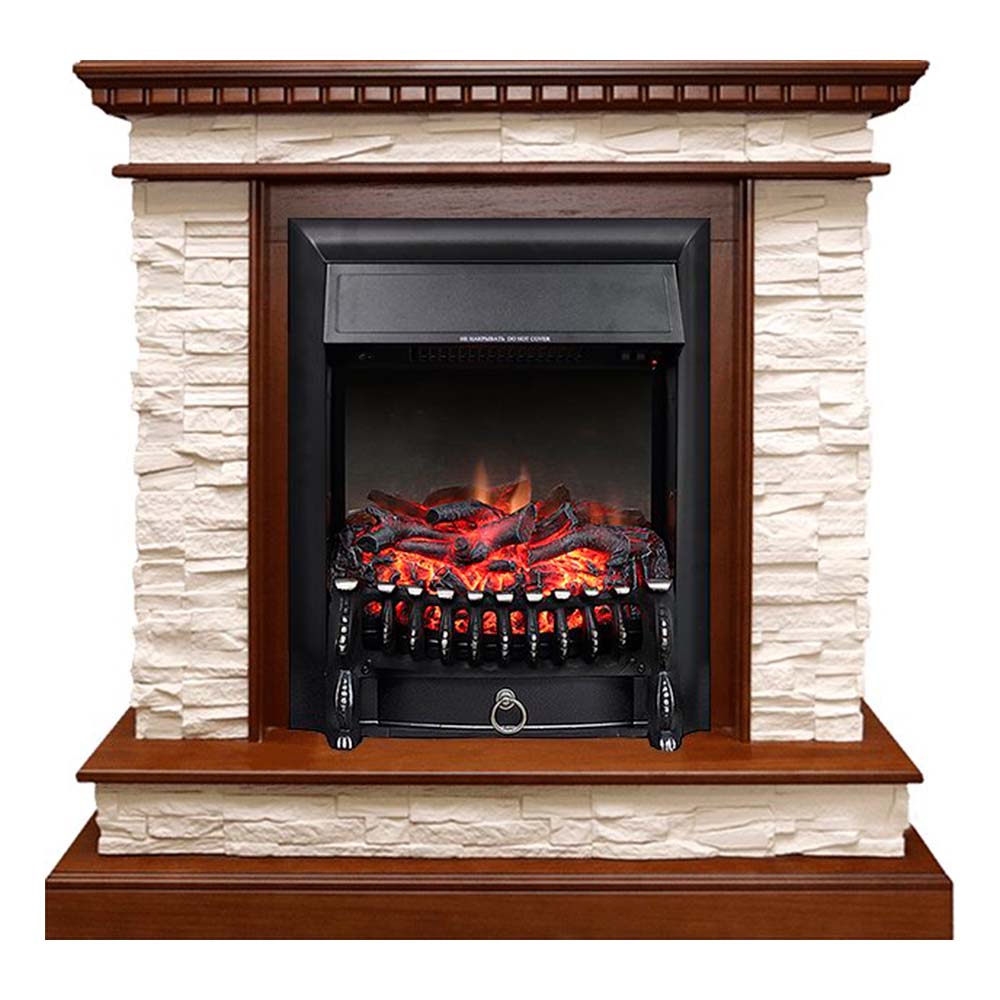 Каминокомплект Royal Flame  Calgary - Дуб / Сланец белый с очагом Fobos FX Black
