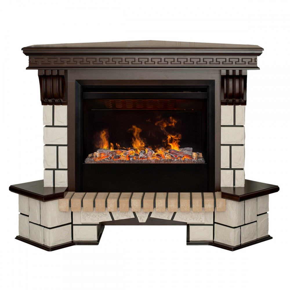 Электрокамин RealFlame Stone Corner 26 AO с очагом 3D Helios 26 SBG