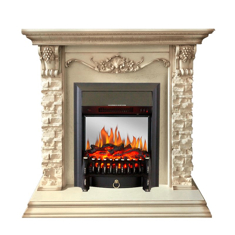 Каминокомплект Royal Flame  Adriana - Cлоновая кость с очагом Fobos FX M Black