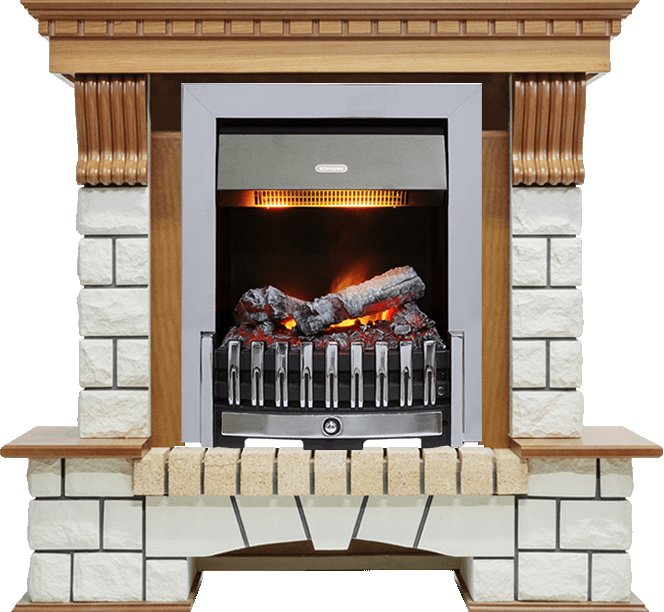 Каминокомплект Dimplex Pierre Luxe - Дуб / Белый (Высота 1050мм) с очагом Danville Chrome FB2