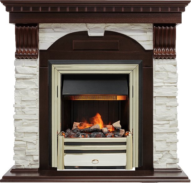 Каминокомплект Dimplex Dublin - Темный дуб / Сланец белый с очагом Cavendish
