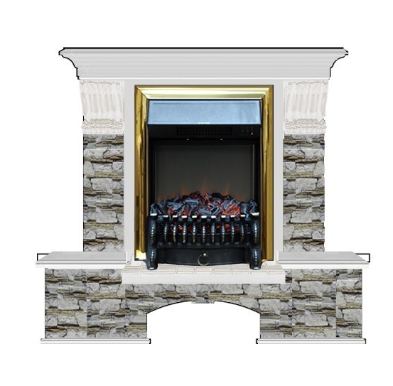 Каминокомплект Glenrich Бостон К Алтай (Fobos brass) белый