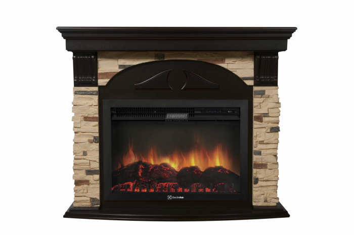 Каминокомплект Electrolux Torre 26/30U (угловой) с очагом EFP/P-3020LS камень сланец натуральный, шпон темный дуб