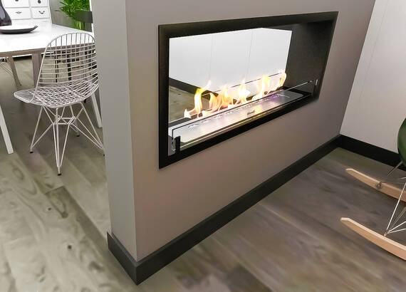 Встраиваемый биокамин Zefire Contour сквозной 1100 (Estetic Flame)