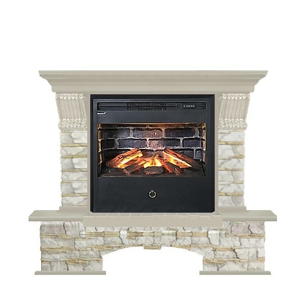 Каминокомплект Glenrich Бостон Samba 3D беленый дуб