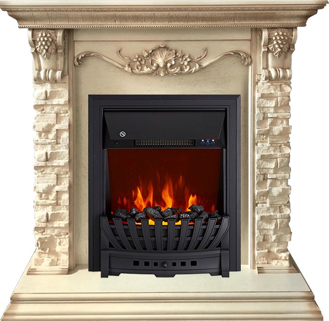 Каминокомплект Royal Flame  Adriana - Cлоновая кость с очагом Aspen Black