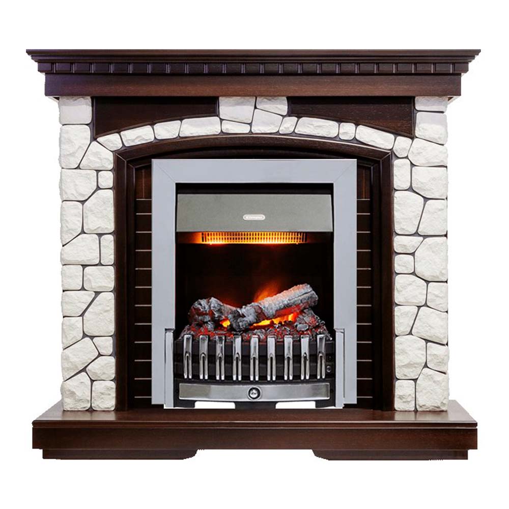 Каминокомплект Dimplex Glasgow - Темный дуб / Белый с очагом Danville Chrome FB2