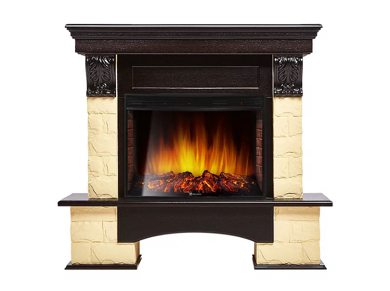 Каминокомплект Electrolux Forte 25S с очагом EFP/P-2720RLS камень бежевый, шпон венге