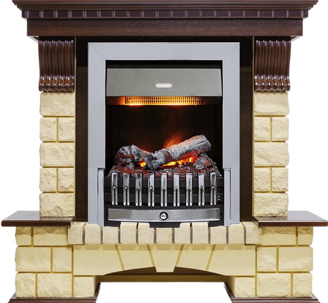 Каминокомплект Dimplex Pierre Luxe - Темный дуб / Шампань (Высота 1050мм) с очагом Danville Chrome FB2