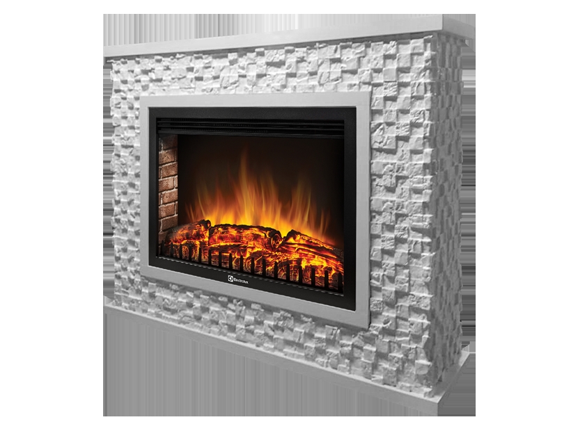 Каминокомплект Electrolux Quadro 30 с очагом EFP/P-3020LS камень песчаник античный белый, белая эмаль