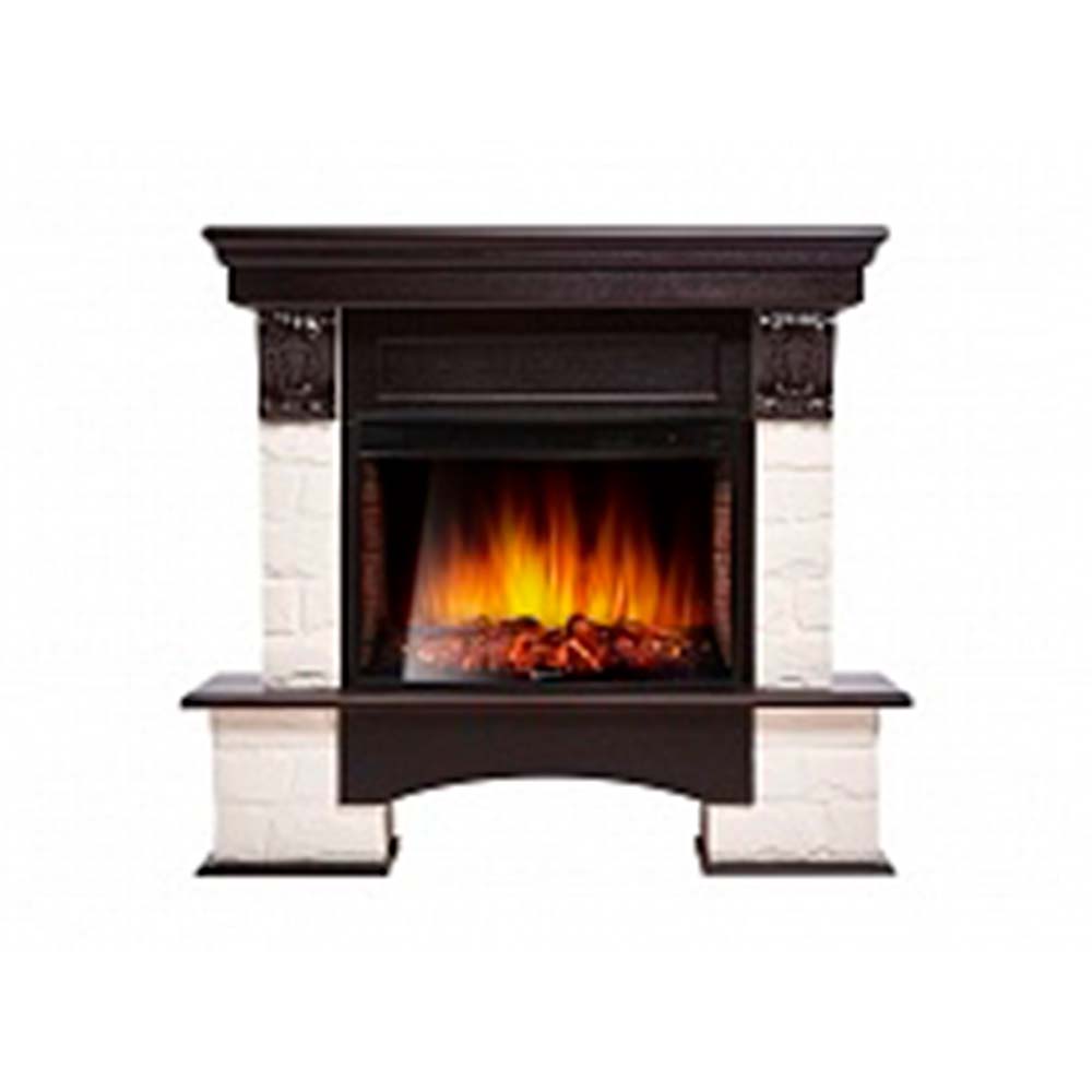 Каминокомплект Electrolux Forte 25S с очагом EFP/P-2720RLS камень белый, шпон темный дуб