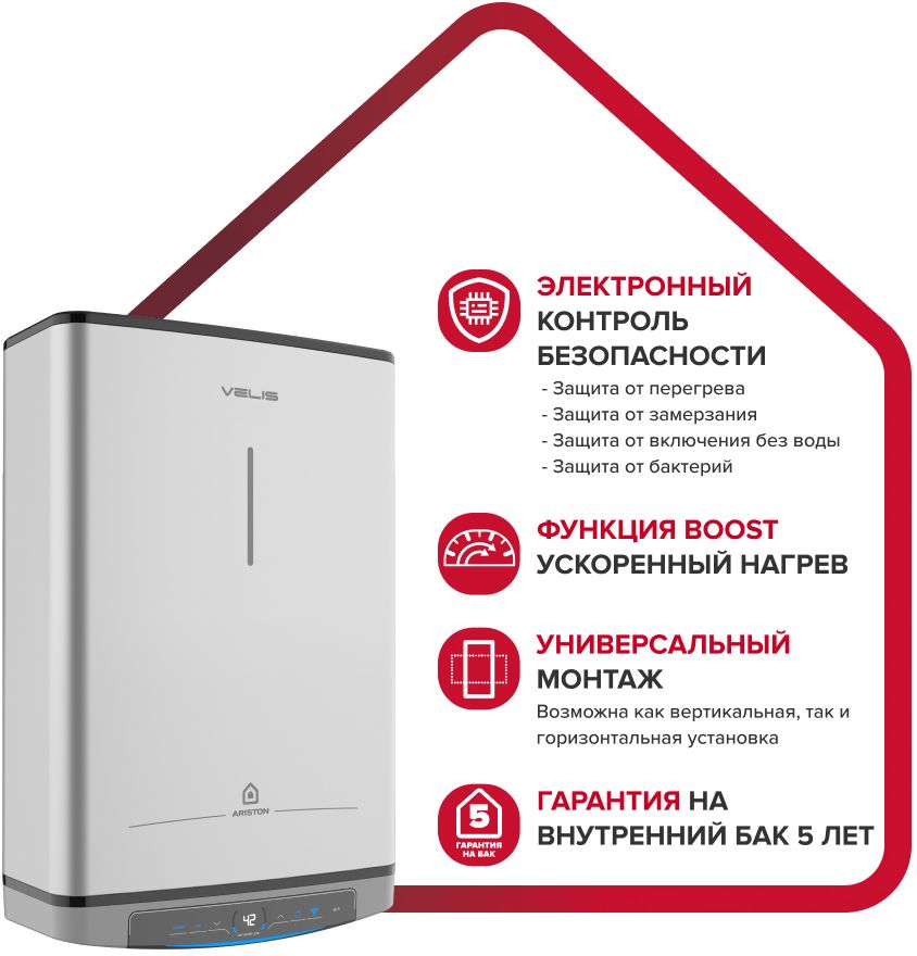 Электрический накопительный водонагреватель Ariston VELIS LUX ABSE DRY WIFI 100
