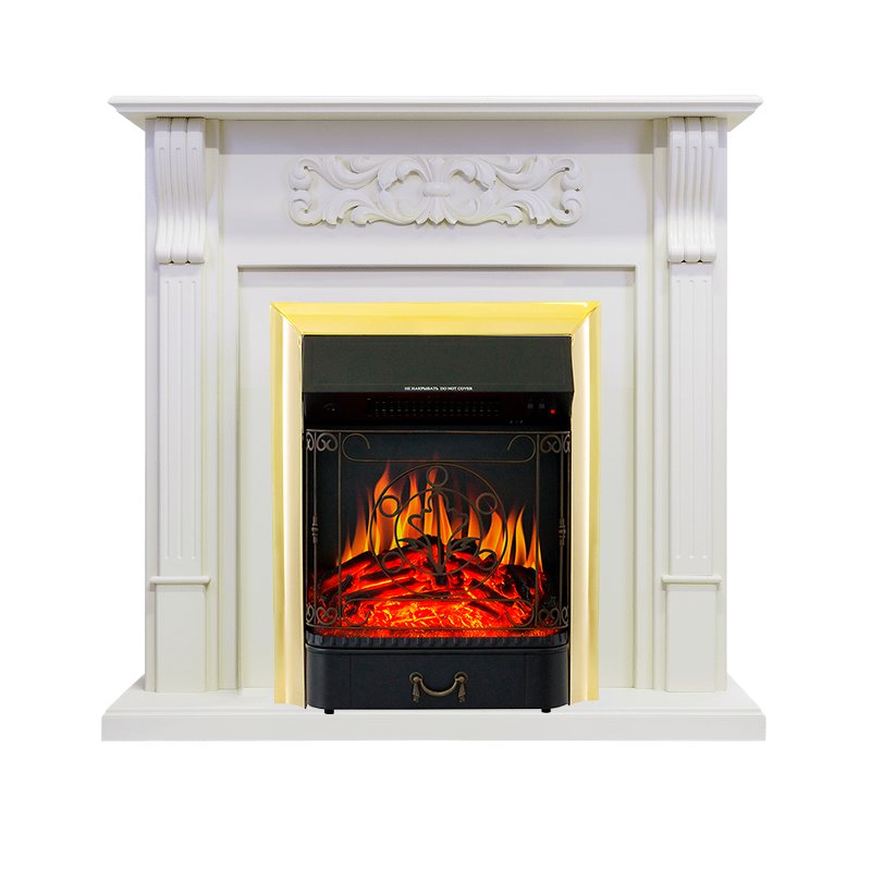 Каминокомплект Royal Flame  Venice - Фактурный белый с очагом Majestic FX Brass