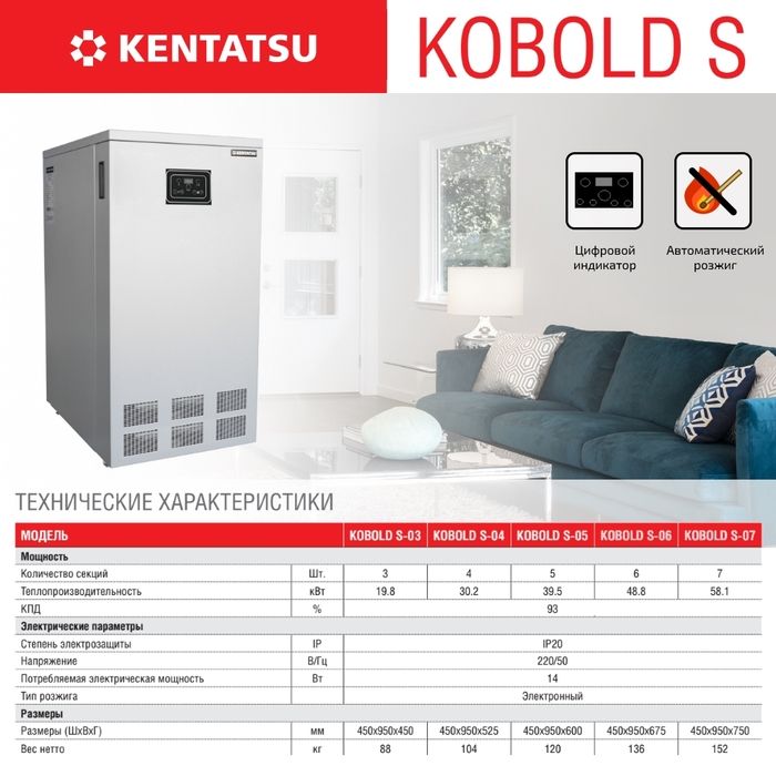 Напольный газовый котел Kentatsu Kobold S-06