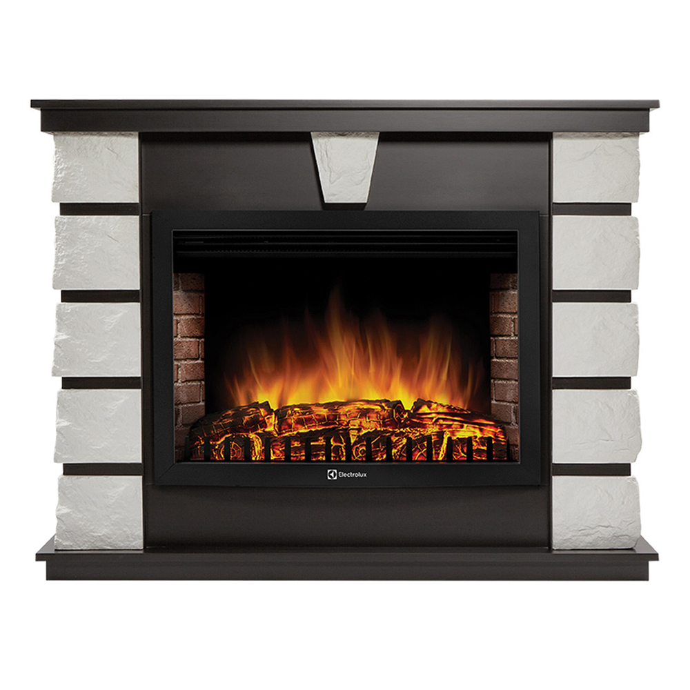 Каминокомплект Electrolux Excalibur 30 с очагом EFP/P-3020LS камень белый, шпон венге