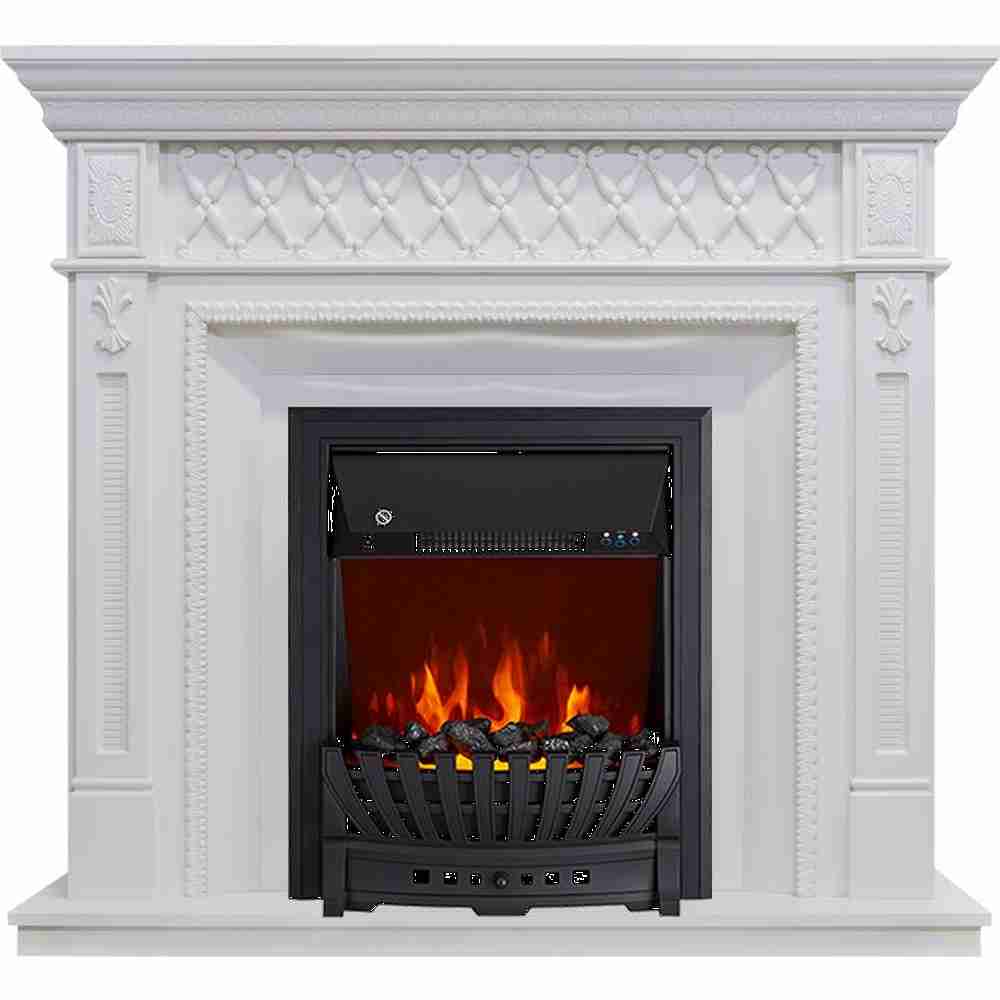 Каминокомплект Royal Flame  Alexandria - Белый дуб с очагом Aspen Black