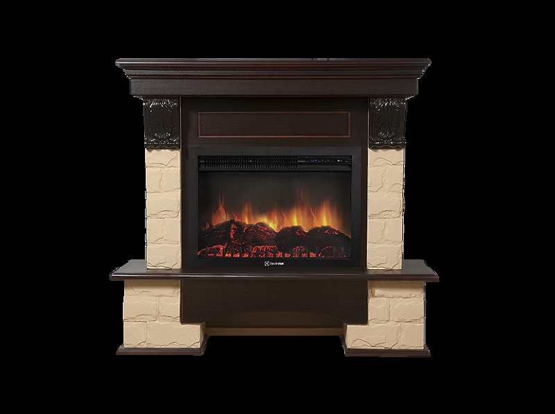 Портал Firelight Forte 25U (угловой) камень бежевый, шпон темный дуб