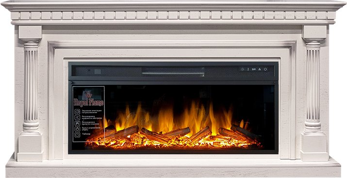 Каминокомплект Royal Flame  Dallas - Слоновая кость с патиной (Ширина 1665 мм) с очагом Vision 42 LOG LED