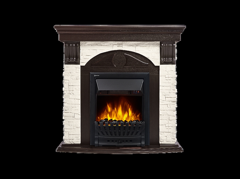 Портал Firelight Torre Classic камень белый, шпон венге