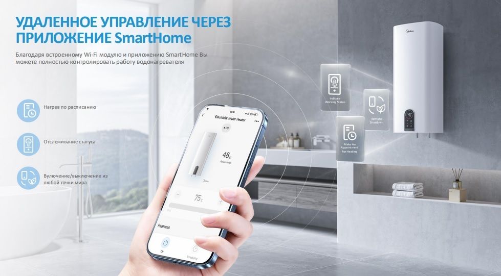 Электрический накопительный водонагреватель Midea MWH50-20SQD-OCEAN
