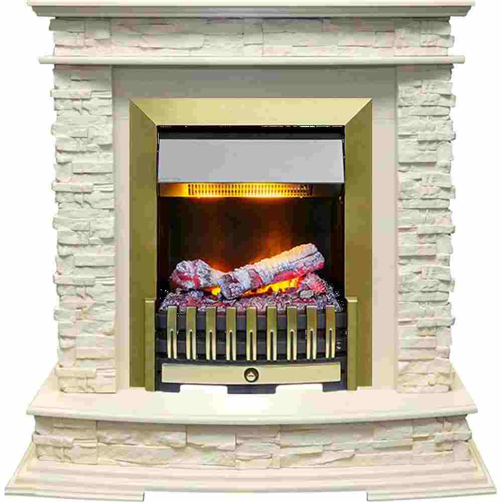 Каминокомплект Dimplex Luzern - Слоновая кость с очагом Danville Antique Brass FB2