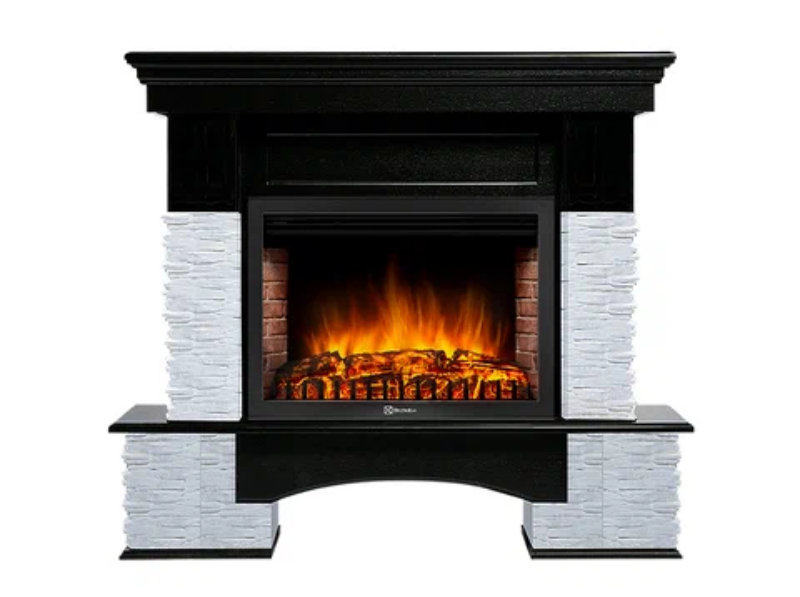 Каминокомплект Electrolux Pietra Nuovo 30 с очагом EFP/P-3020LS камень сланец белый, шпон темный дуб