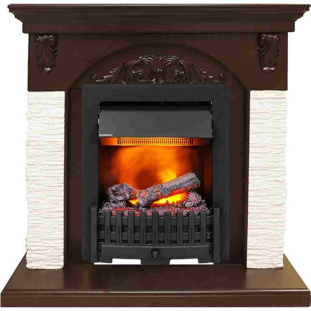 Каминокомплект Dimplex Bern Сланец мелкий белый / Темный дуб с очагом Danville Black FB2