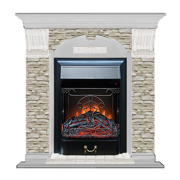 Каминокомплект Glenrich Арочный Грот однотонный (Magestic)