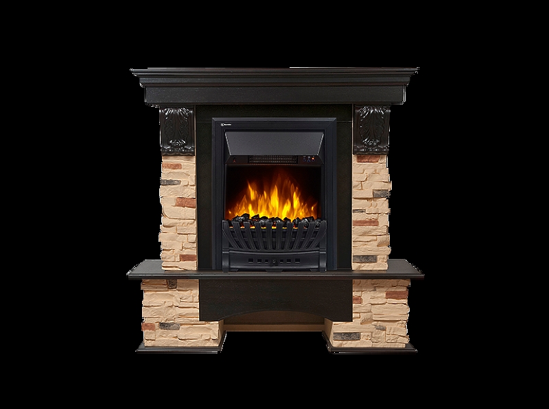 Портал Firelight Pietra Classic камень сланец натуральный, шпон темный дуб