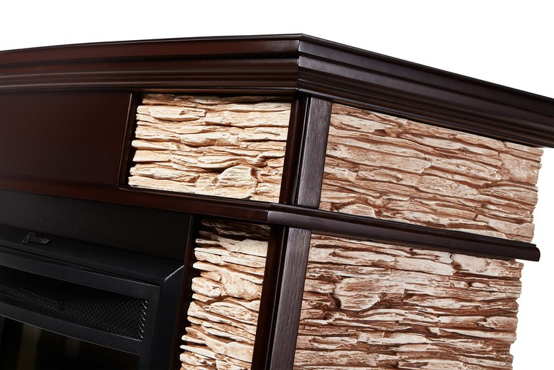 Каминокомплект Electrolux Scala 30 с очагом EFP/P-3320RLS камень сланец скалистый бурый, шпон тёмный дуб